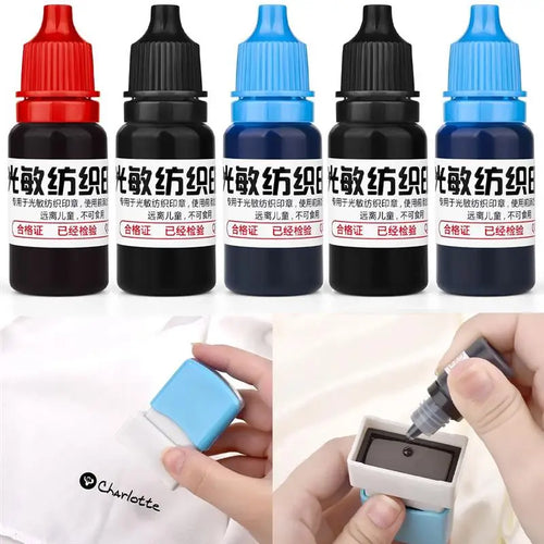Textile clothes ink refill bottles for name stamp